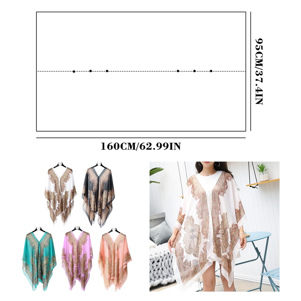 2025 Women Chiffon Beach Cover Up Kaftan Tunic Dress Bikini Swimsuit Sarong Pareo Bathing Suit Reso 1