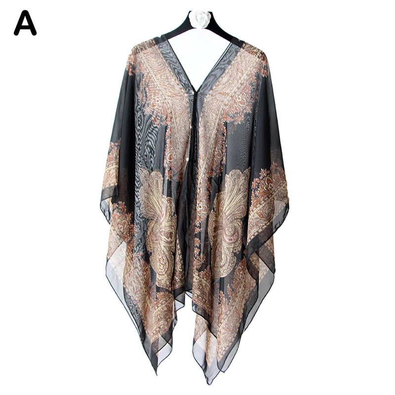 2025 Women Chiffon Beach Cover Up Kaftan Tunic Dress Bikini Swimsuit Sarong Pareo Bathing Suit Reso 4