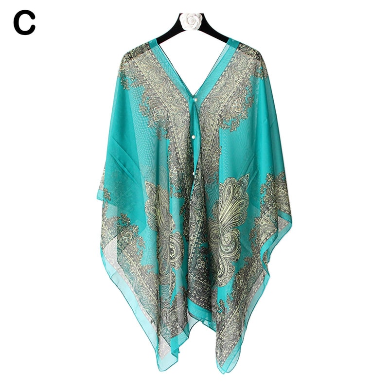 2025 Women Chiffon Beach Cover Up Kaftan Tunic Dress Bikini Swimsuit Sarong Pareo Bathing Suit Reso 7