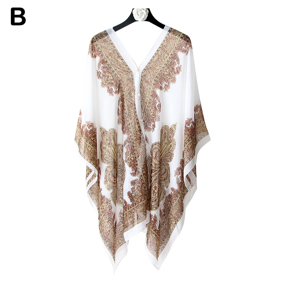 2025 Women Chiffon Beach Cover Up Kaftan Tunic Dress Bikini Swimsuit Sarong Pareo Bathing Suit Reso 8