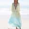 Tie Dye Chiffon Beach Cover Up For Women Maxi Swimsuit Cover Up Dress 0