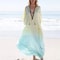 Tie Dye Chiffon Beach Cover Up For Women Maxi Swimsuit Cover Up Dress 0