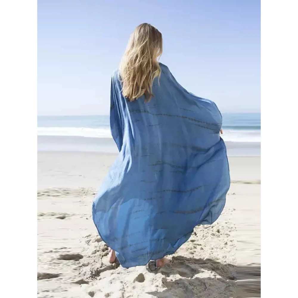 Tie Dye Chiffon Beach Cover Up For Women Maxi Swimsuit Cover Up Dress 2