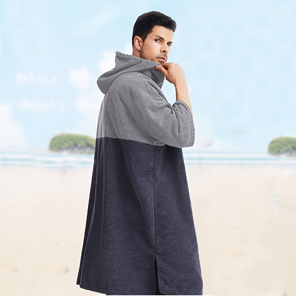 Quick Dry Microfiber Surf Changing Poncho Hooded Beach Towel For Adults 5
