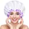 Satin Shower Cap For Women Double Layer Waterproof Bath Cap For Long Hair 3
