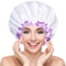 Satin Shower Cap For Women Double Layer Waterproof Bath Cap For Long Hair 3