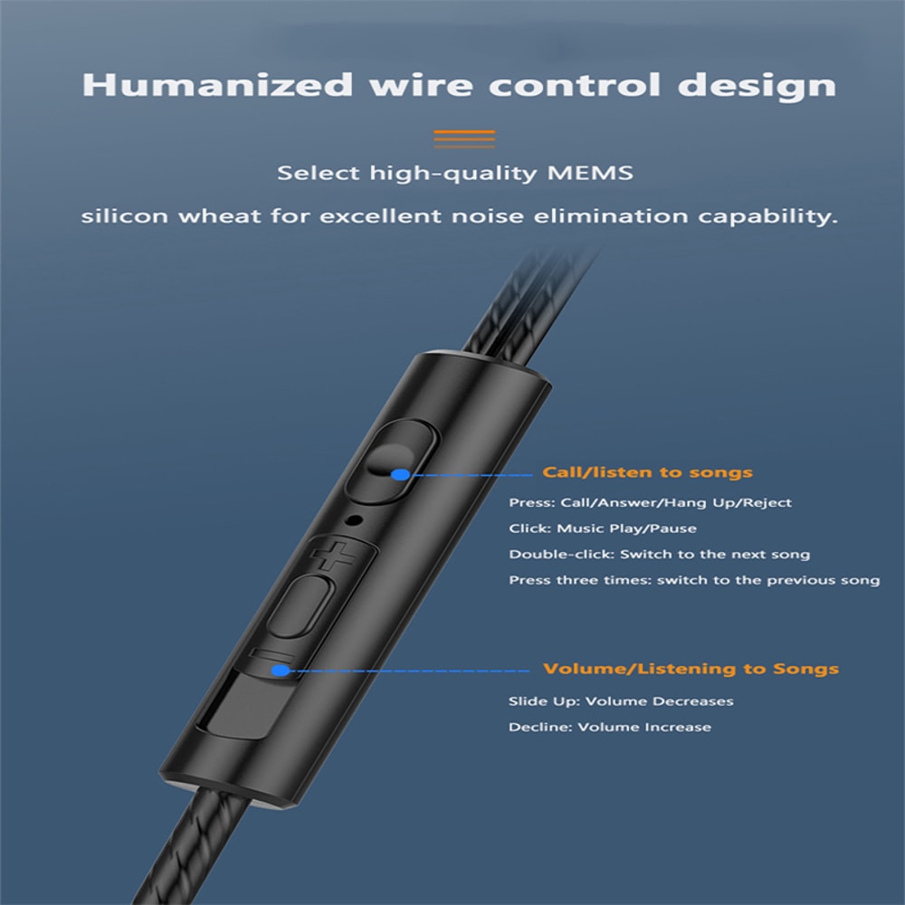 Heavy Bass Wired Earbuds with Mic for Gaming and Music