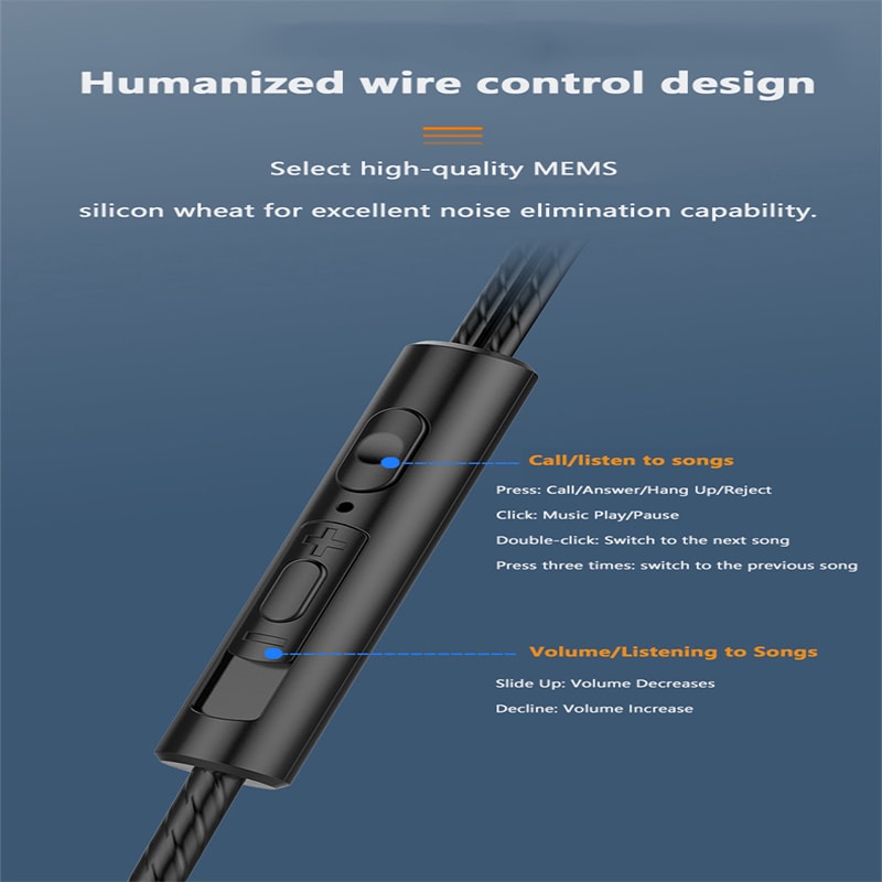 Heavy Bass Wired Earbuds with Mic for Gaming and Music