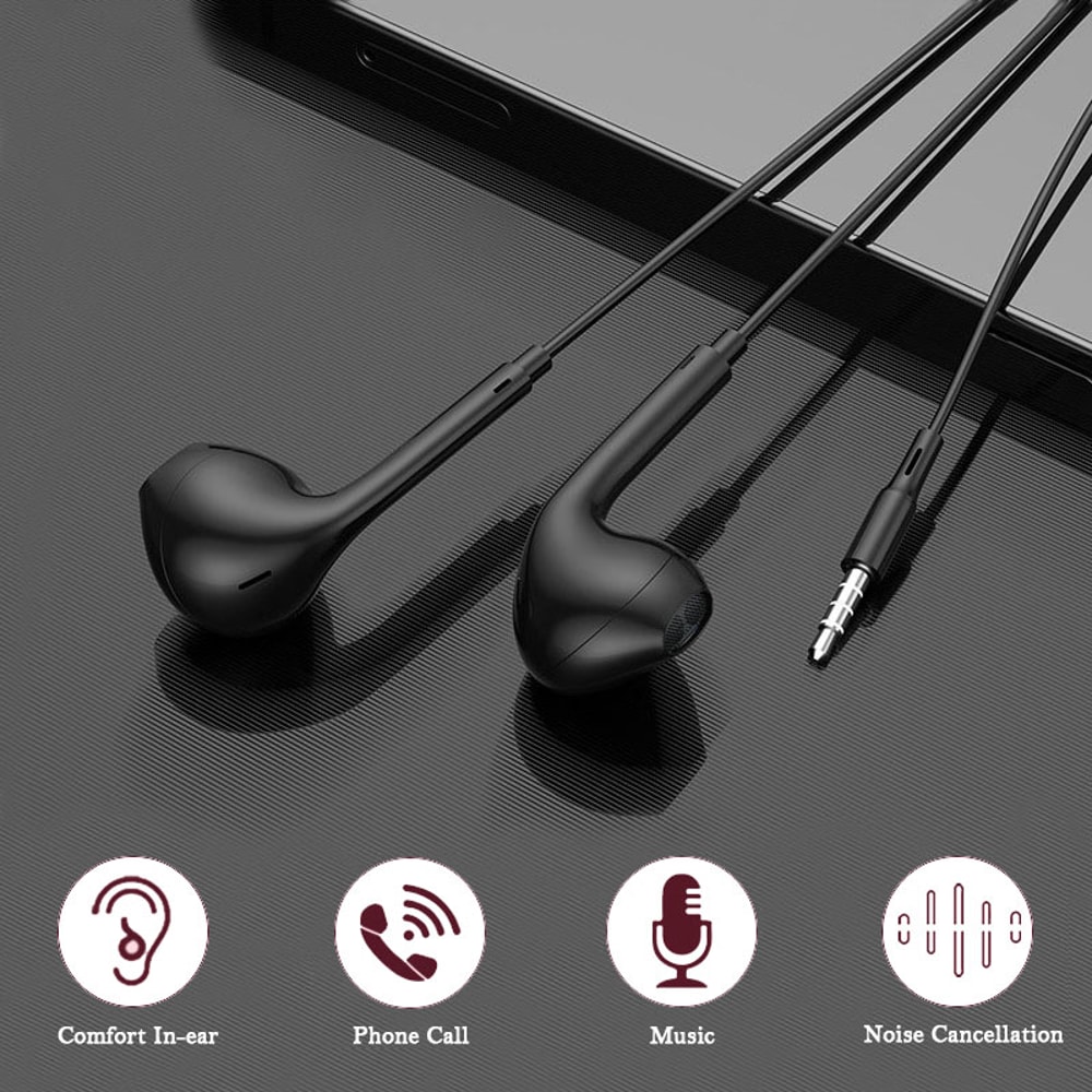 Secure Fit Sports Wired Earbuds with Mic and Stereo Sound