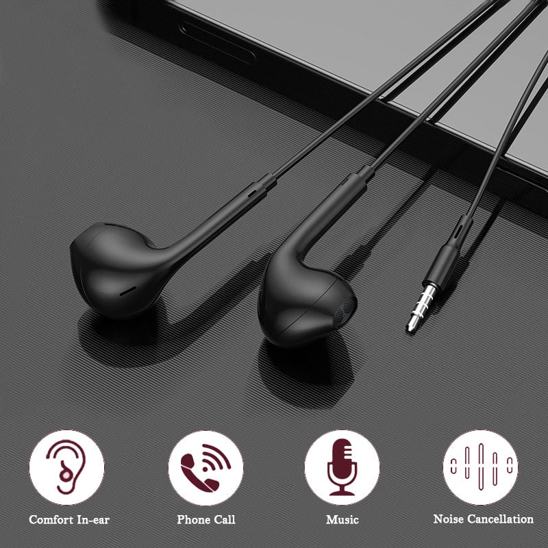 Secure Fit Sports Wired Earbuds with Mic and Stereo Sound