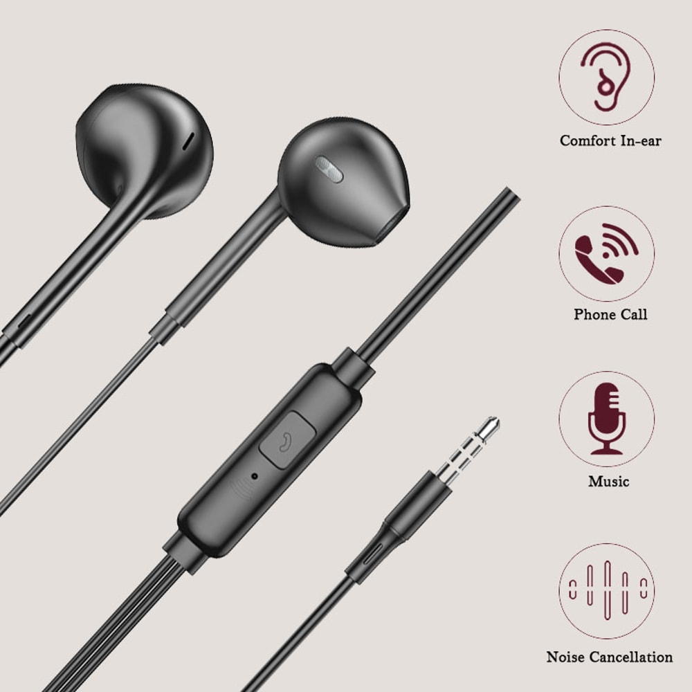 Secure Fit Sports Wired Earbuds with Mic and Stereo Sound