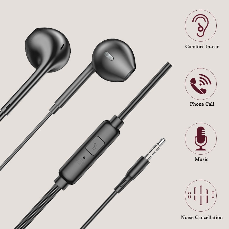 Secure Fit Sports Wired Earbuds with Mic and Stereo Sound