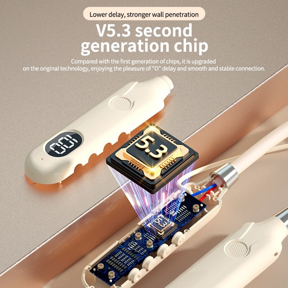 LED Display Neckband Bluetooth Headphones Wireless Sports Earbuds With Button Control 0