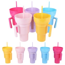 snack and drink cup with straw handle stadium tumbler for movies travel and home