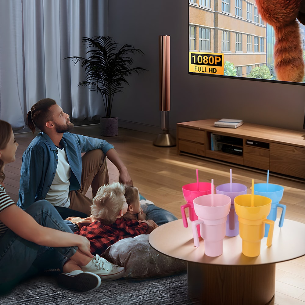 Snack and Drink Cup with Straw Handle Stadium Tumbler for Movies Travel and Home