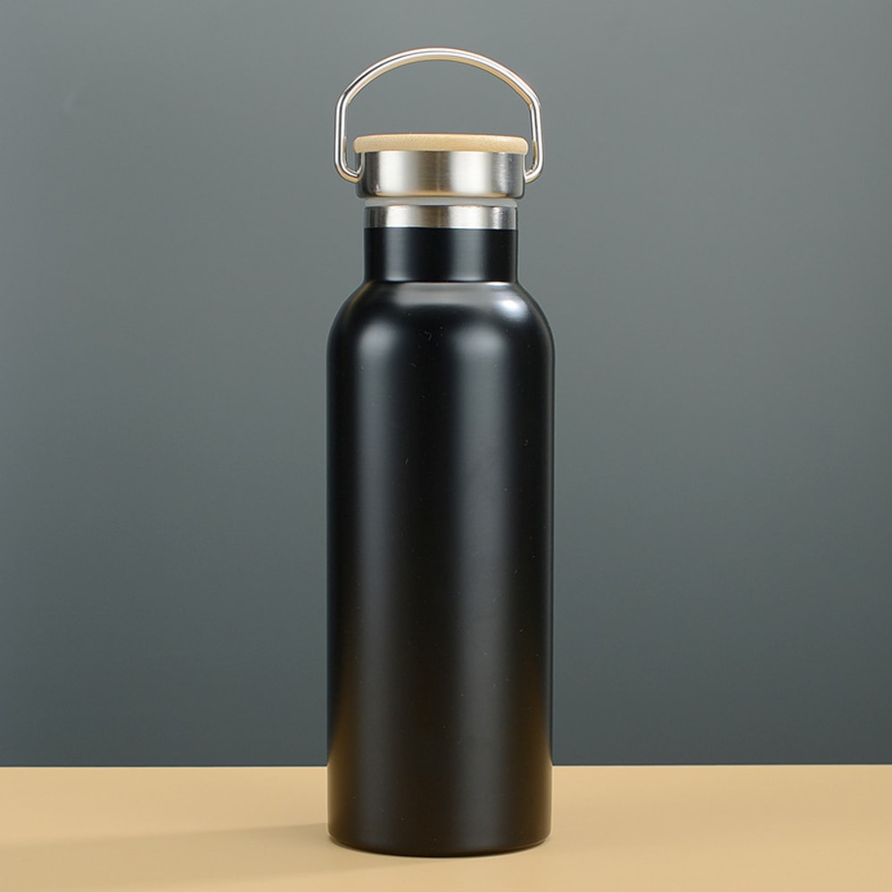 Bamboo Lid Insulated Water Bottle Stainless Steel Travel Thermos 4
