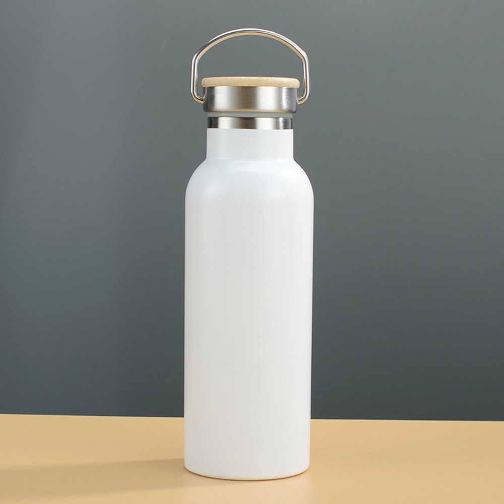 Bamboo Lid Insulated Water Bottle Stainless Steel Travel Thermos 6