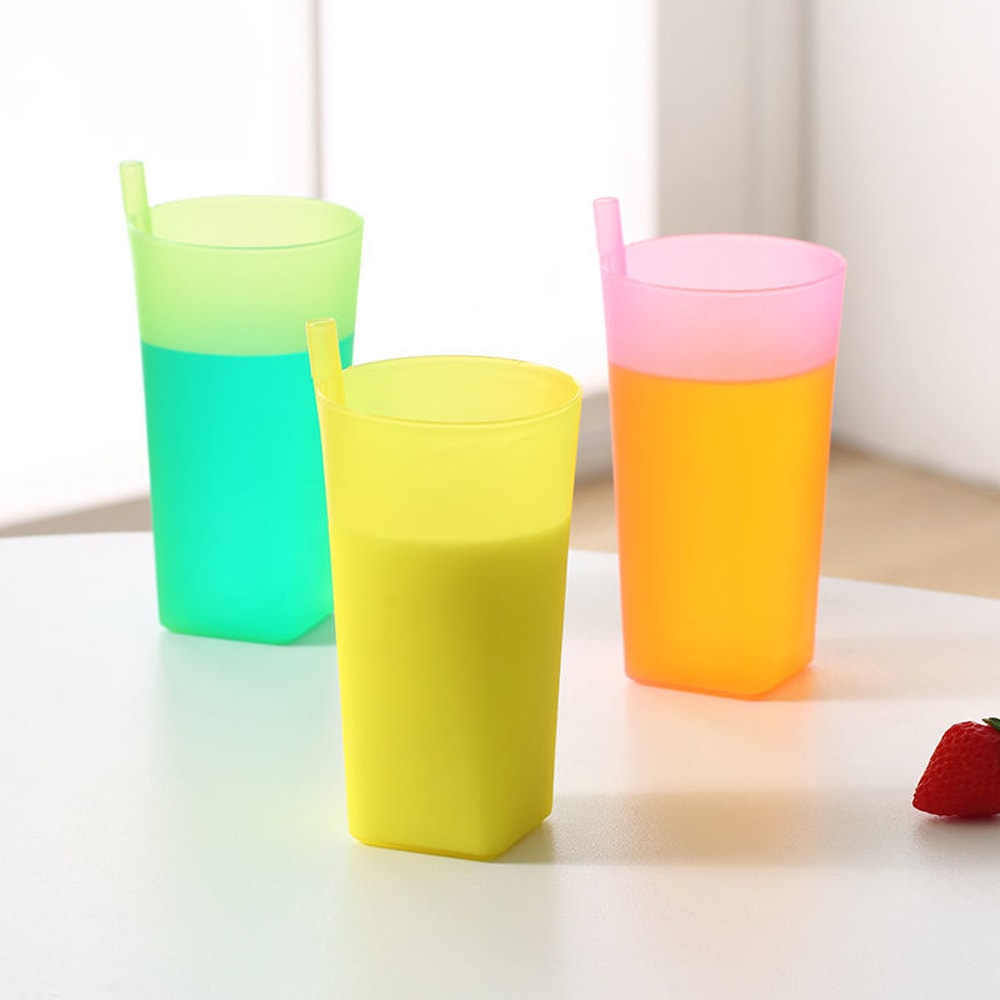 Colorful kids straw cup with Built In Straw for Toddlers and Everyday Drinks