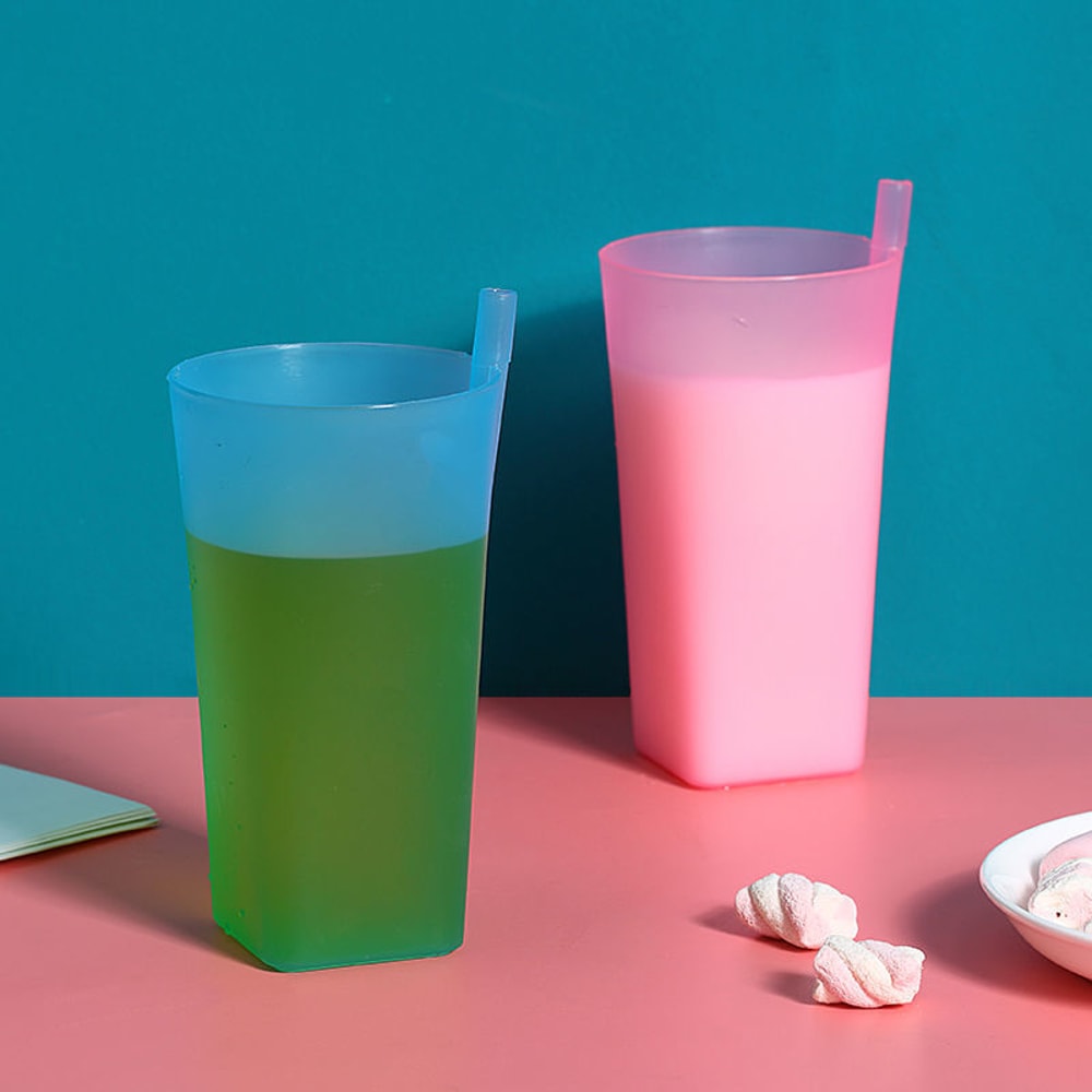 Colorful kids straw cup with Built In Straw for Toddlers and Everyday Drinks