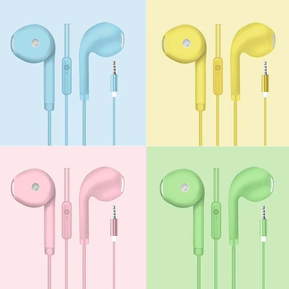 Macaron Wired In Ear Headphones With Microphone Noise Cancelling Colorful Earbuds 2