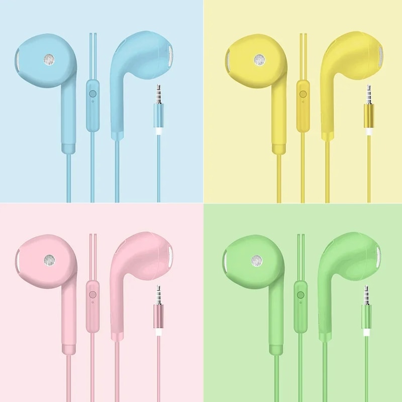 Macaron Wired In Ear Headphones With Microphone Noise Cancelling Colorful Earbuds 2