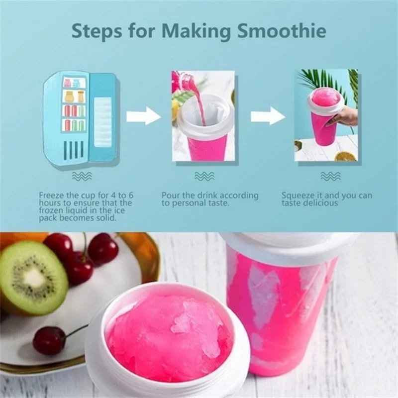 Magic Slushy Maker Cup Instant Frozen Squeeze Cup for Homemade Smoothies and Shakes