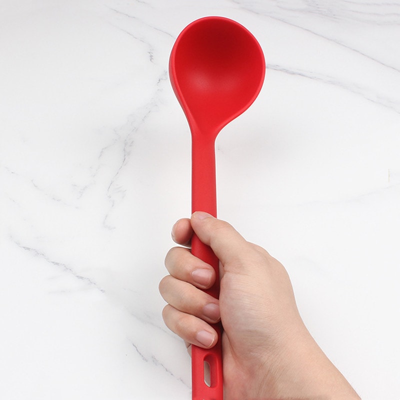Premium Silicone Soup Ladle Heat Resistant Long Handle Ramen Spoon