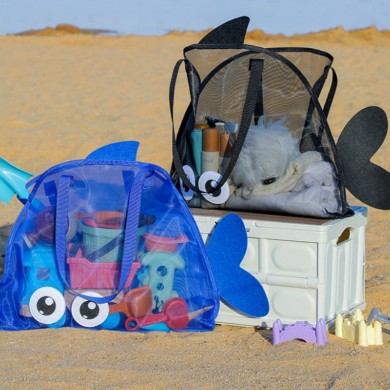 Large Mesh Beach Bag Sand Free Foldable Toy Storage Tote For Family Vacations 2