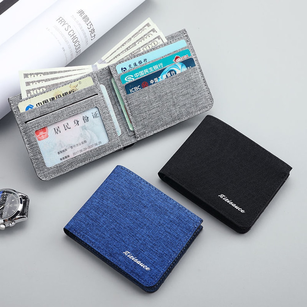 Slim Canvas Men Wallet with Multi Card Holder and Durable Tri Fold Design