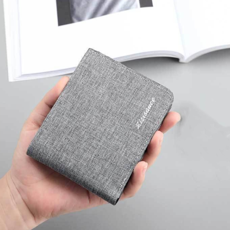 Slim Canvas Men Wallet with Multi Card Holder and Durable Tri Fold Design