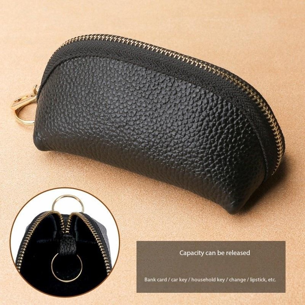 Premium Genuine Leather Car Key Case And Compact Zippered Key Wallet For Men And Women 7