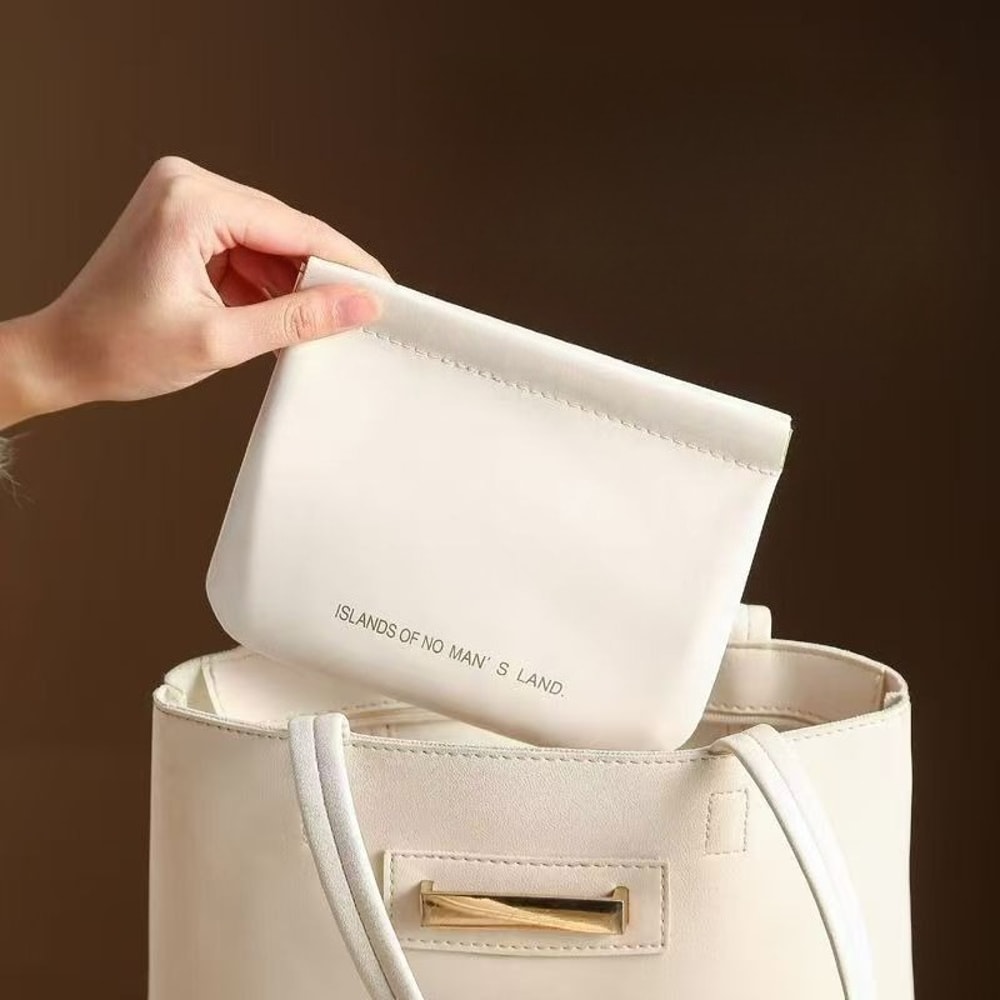 Mini PU Leather Tech Organizer and Snap Closure Travel Pouch for Earphones and Makeup