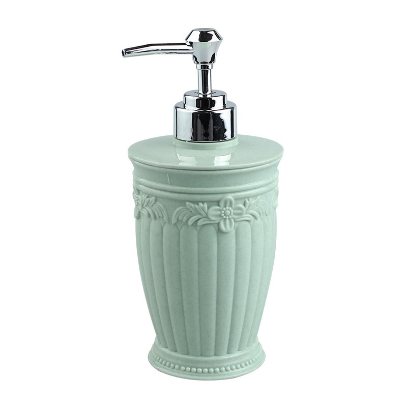 Vintage Carved Glass Soap Dispenser with Rustproof Pump for Elegant Bathroom Decor