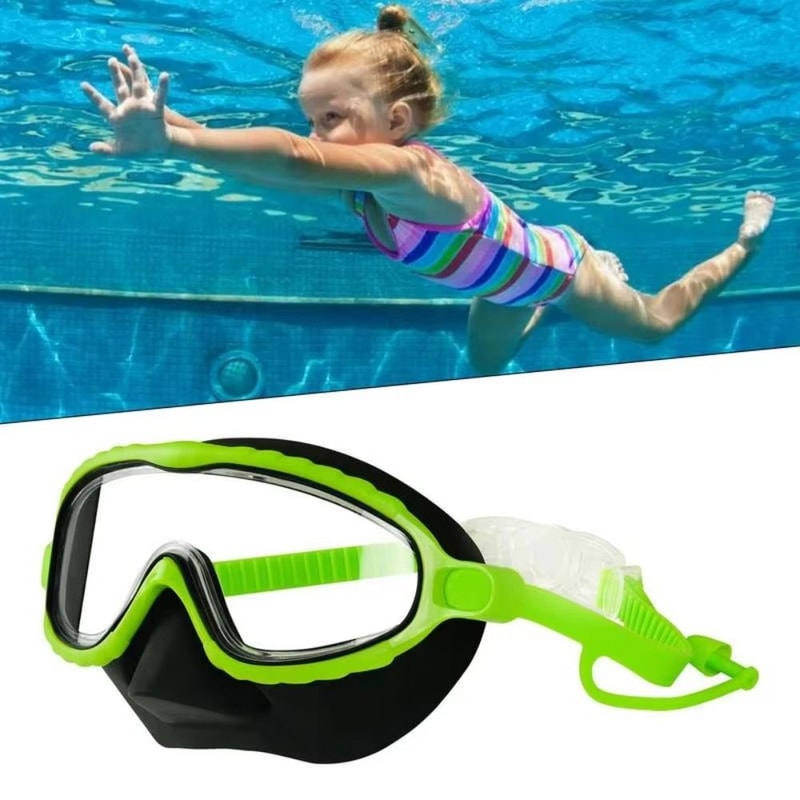 Kids Anti Fog Swim Goggles With Nose Cover Wide View Panoramic Diving Mask For Toddlers 1