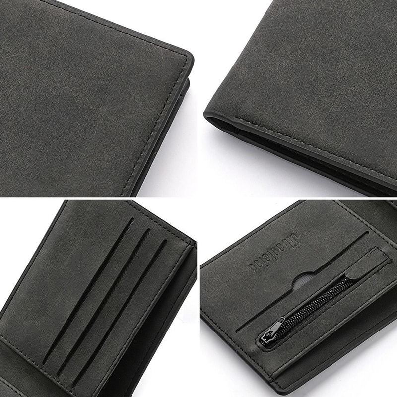 Premium Mens Bifold Wallet with Large Capacity Card Holder and Coin Pocket