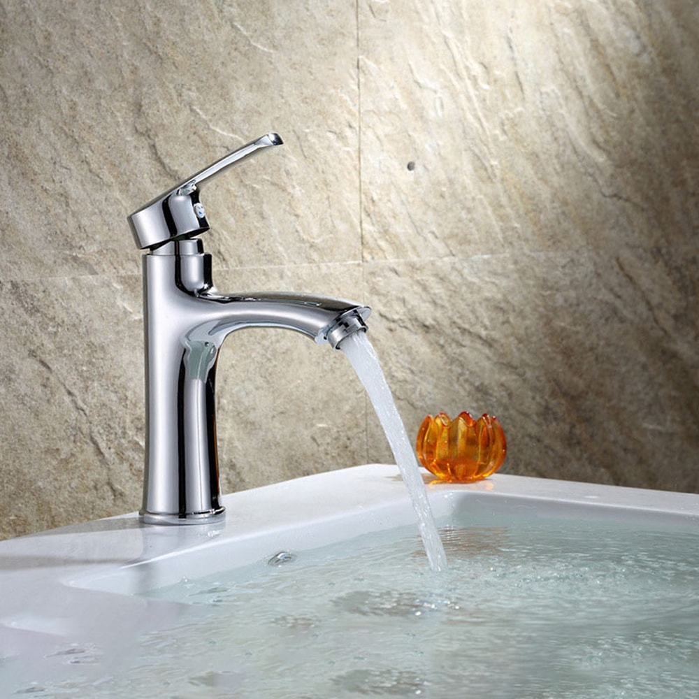 Silver Bathroom Sink Faucet Single Handle Hot And Cold Mixer Tap 1