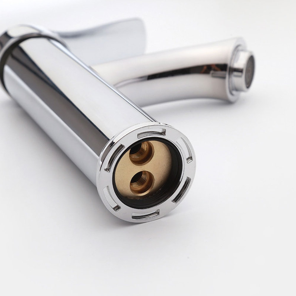 Silver Bathroom Sink Faucet Single Handle Hot And Cold Mixer Tap 2