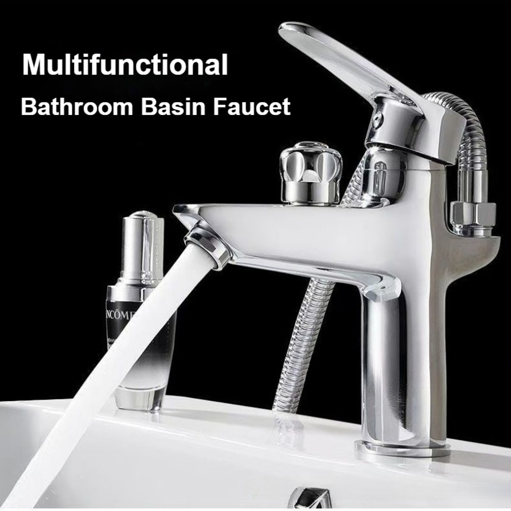 Modern Chrome Bathroom Sink Faucet Deck Mounted Hot And Cold Mixer Tap 1