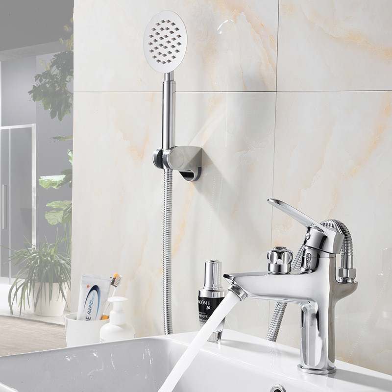 Modern Chrome Bathroom Sink Faucet Deck Mounted Hot And Cold Mixer Tap 2