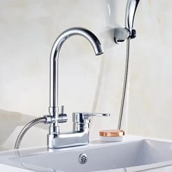 swivel bathroom sink faucet with hot and cold mixer tap