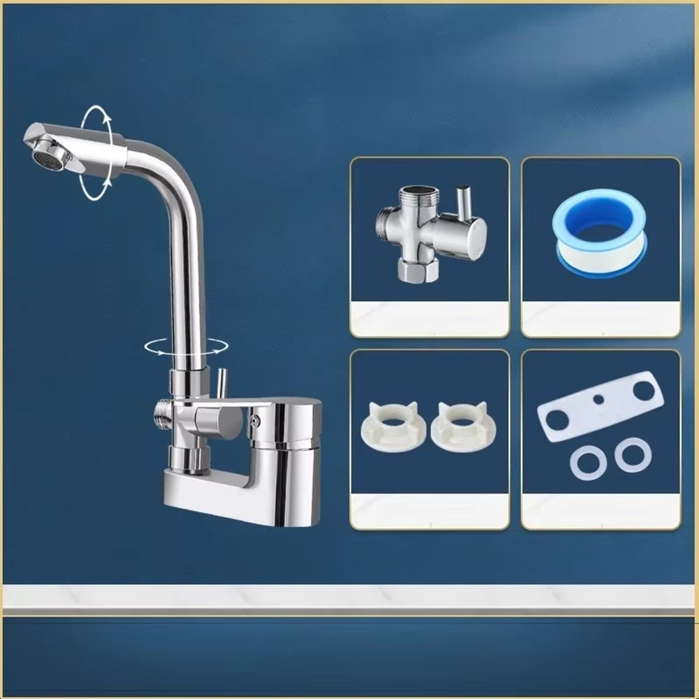 Swivel Bathroom Sink Faucet with Hot and Cold Mixer Tap
