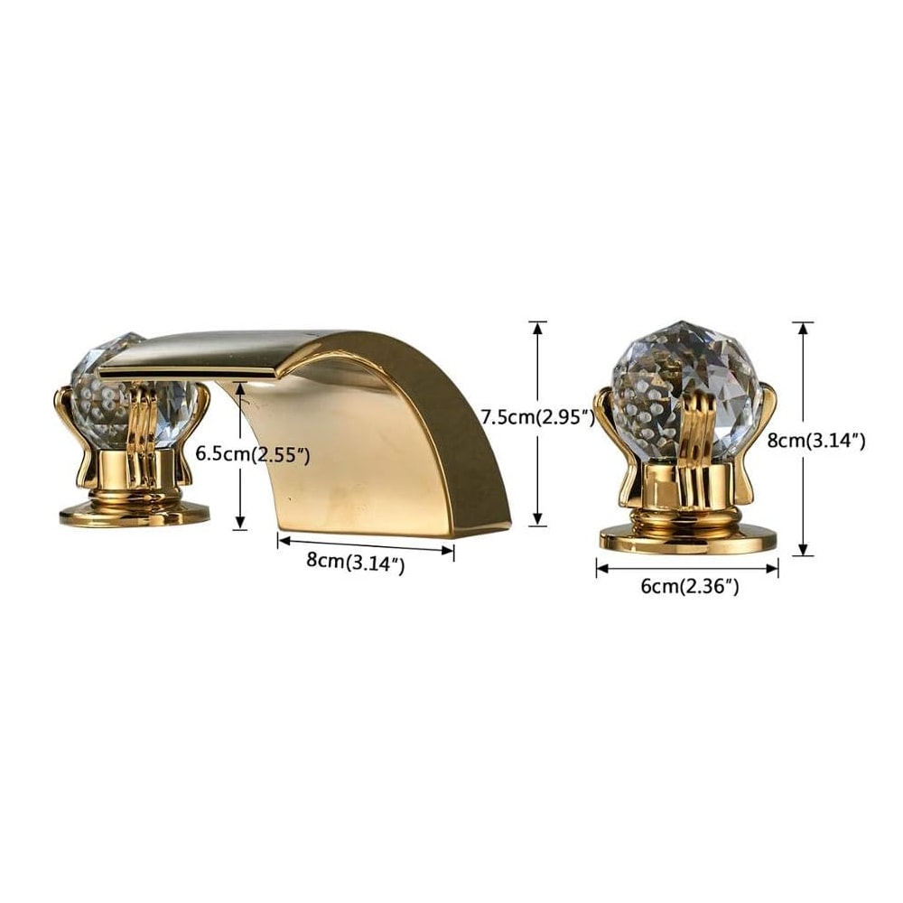 Luxury Gold Waterfall Bathroom Faucet With LED Light Hole Widespread Bathroom Sink Faucet 1