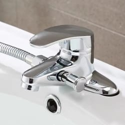 modern chrome bathroom sink faucet deck mounted hot and cold washbasin mixer tap