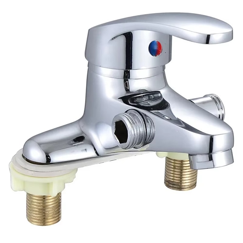 Modern Chrome Bathroom Sink Faucet Deck Mounted Hot and Cold Washbasin Mixer Tap