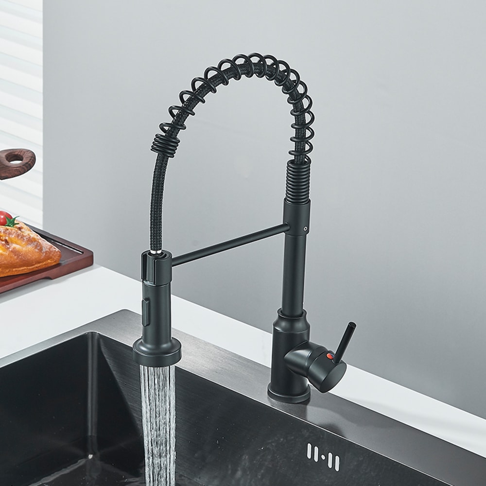 Pull Down Kitchen Faucet Sing Handle Hot Cold Water Mixer Tap 360 Swivel Dual Function Nozzle Kitch 2