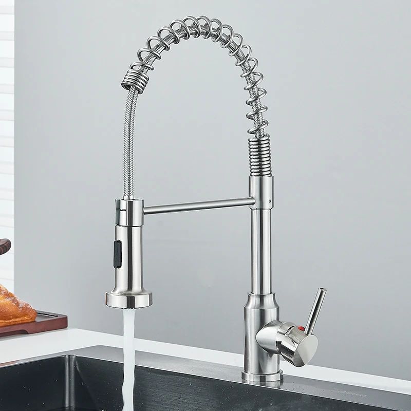 Pull Down Kitchen Faucet Sing Handle Hot Cold Water Mixer Tap 360 Swivel Dual Function Nozzle Kitch 6