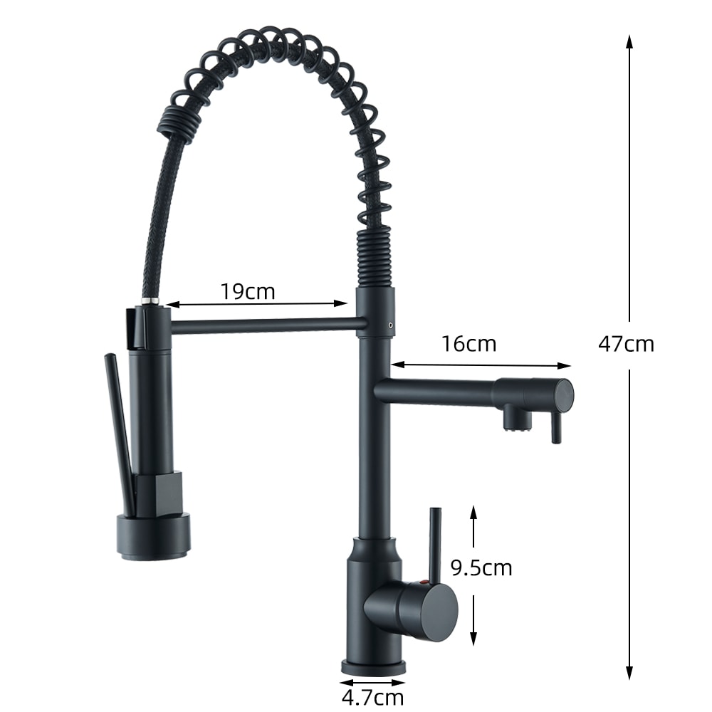 Dual Spout Pull Down Kitchen Faucet With Spring Neck And Single Handle 1