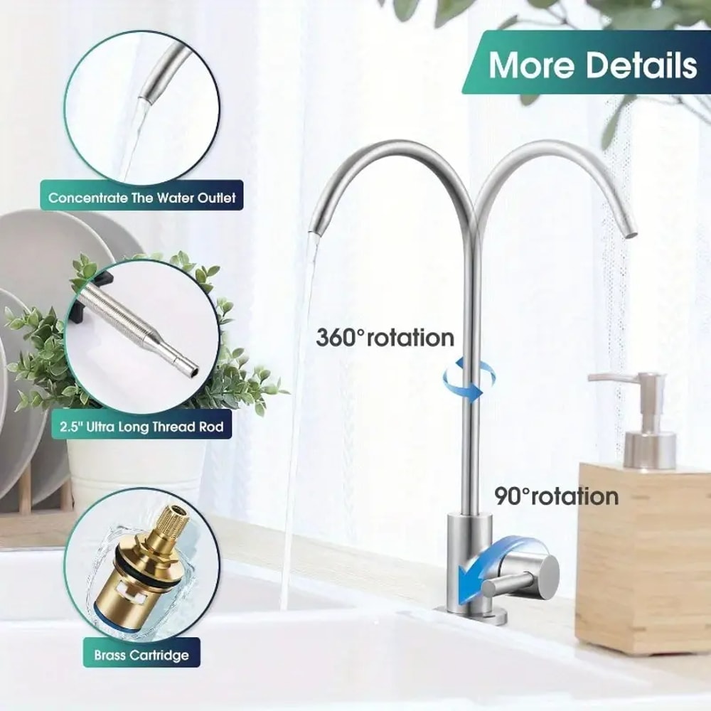 Stainless Steel Water Filter Faucet For Kitchen Sink Reverse Osmosis Drinking Water Tap 2