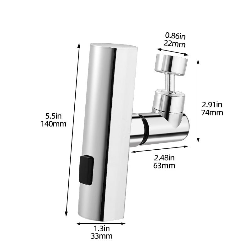 Rotating Faucet Extender with Waterfall Spray and Multi Mode Rotating Faucet Aerator
