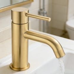 brushed gold bathroom sink faucet single handle hot and cold basin mixer tap